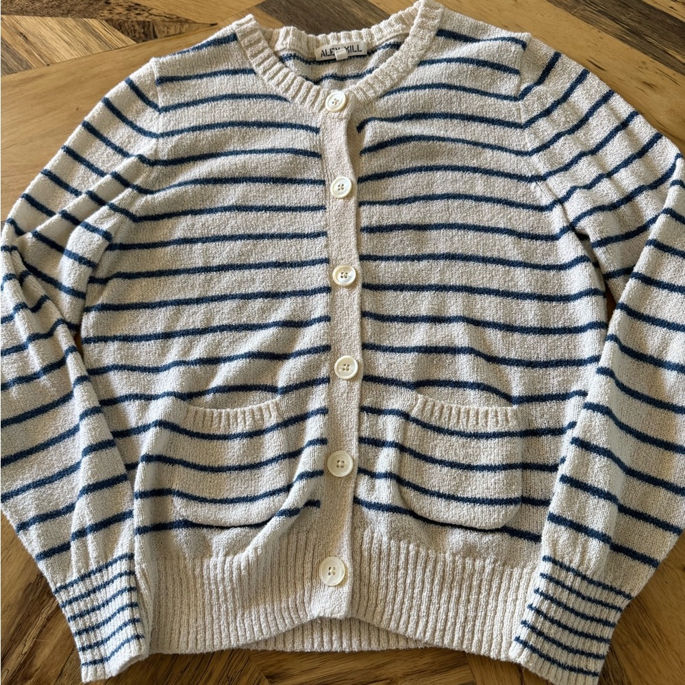 Alex Mill cream and blue Striped Knit cardigan S